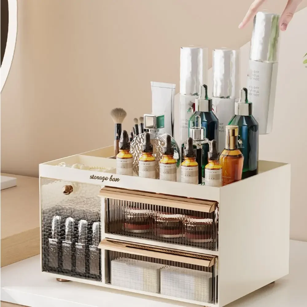 

Transparent Cosmetic Storage Box Dust Proof Drawer Type Makeup Organizer Box Multiple Uses Multi-layer Cosmetics Storage Rack