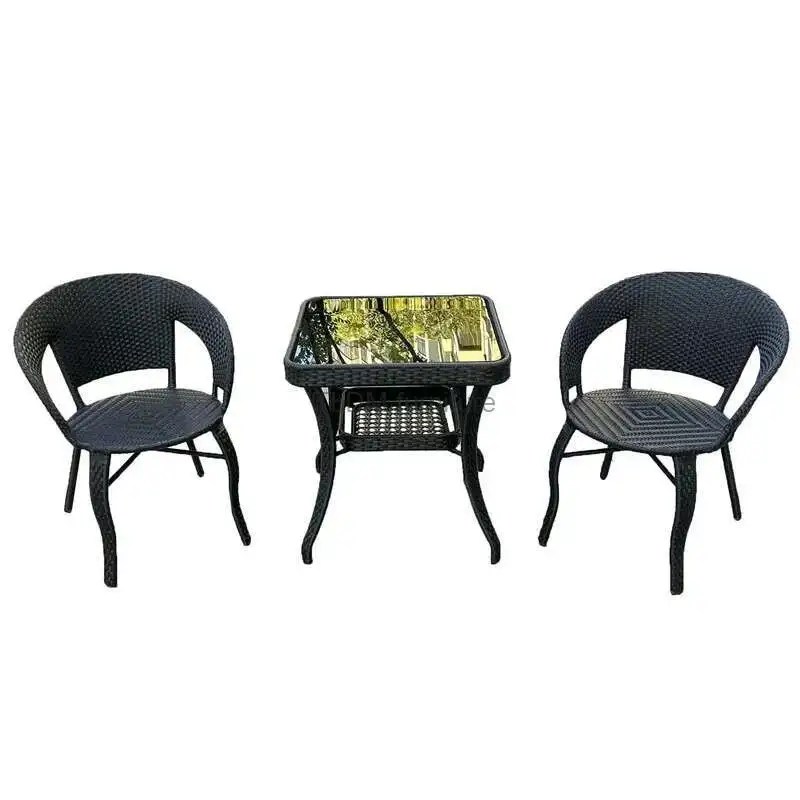 Outdoor Rattan Möbel Balkon Freizeit Couchtisch Kombination Terrasse Garten Tisch und Stuhl Dreiteilige Anzug Rattan Stühle