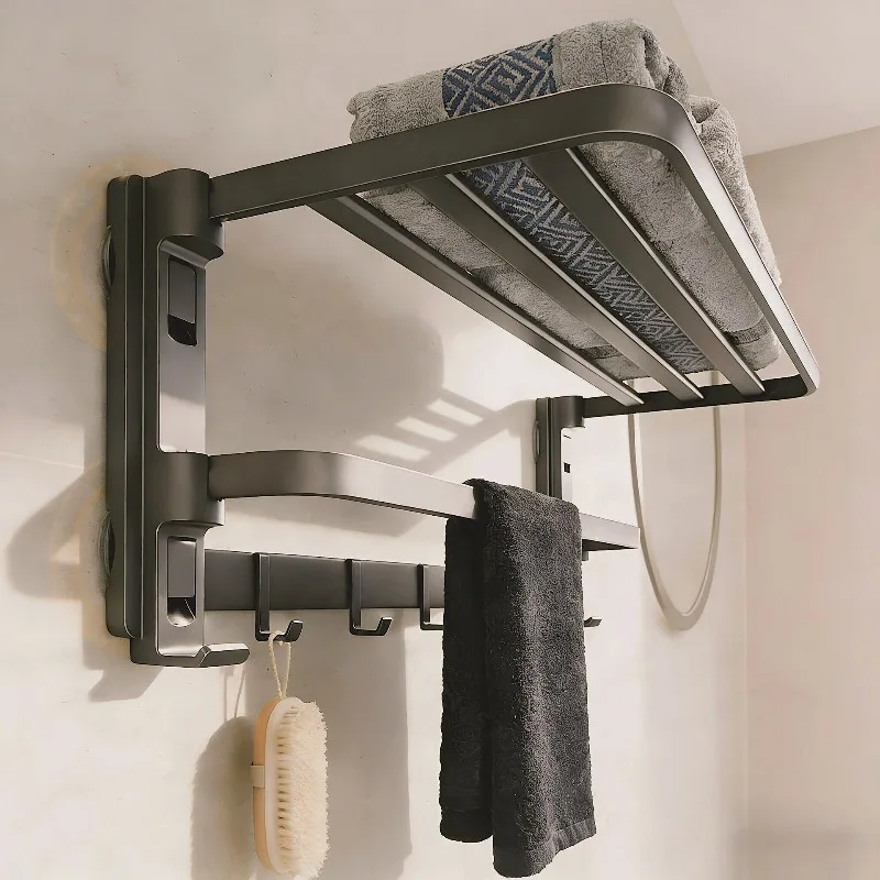 Vacuum Suction Towel Bar Punch Free Bathroom Towel Rack Wall Mount Holder Bathroom Storage Organizer for Washroom