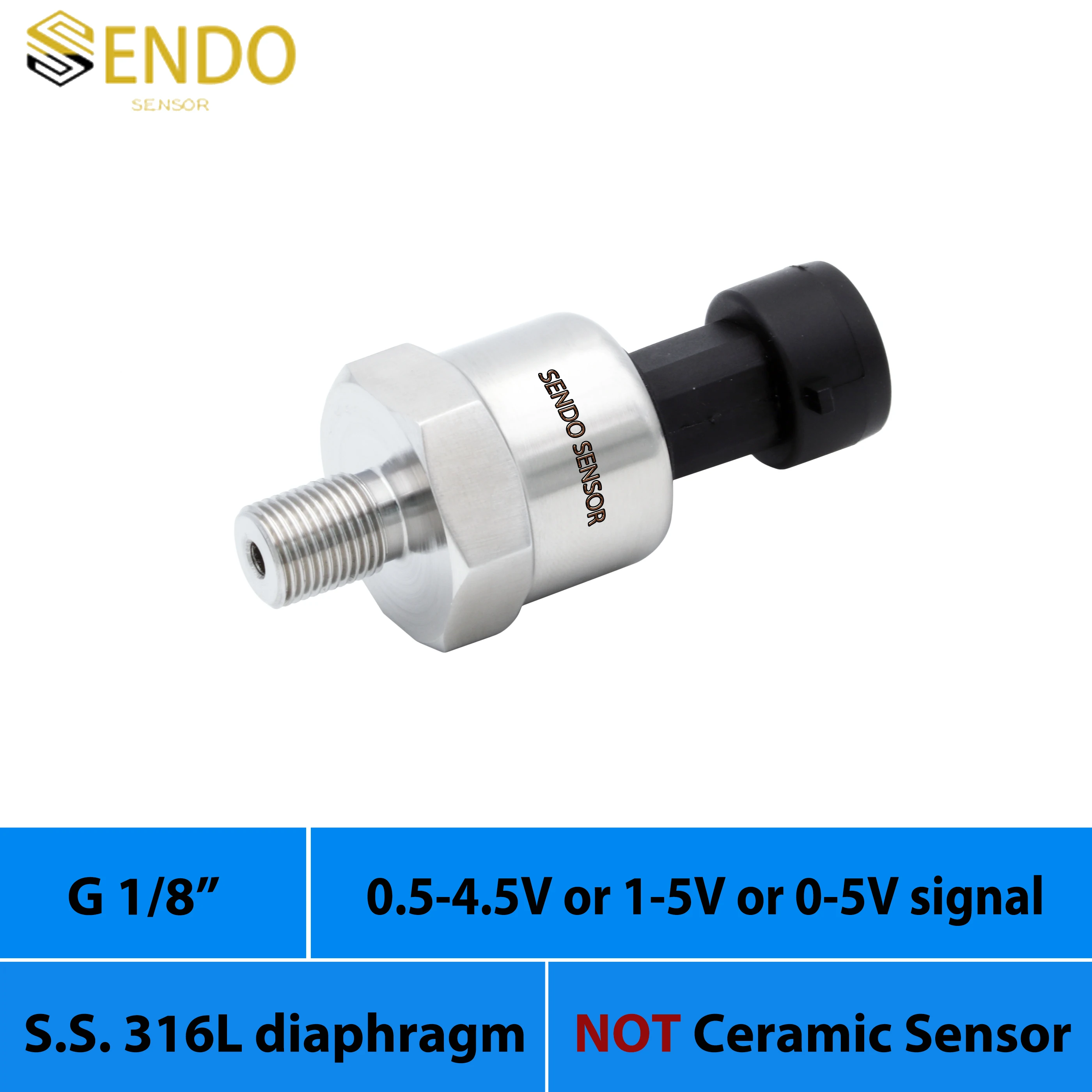 General pressure sensor analog signal 0.5 4.5 V 1 5V 0 5V 15 psig 75psig 150psi 16bar gauge G1 8 thread S.S. 316 L diaphragm