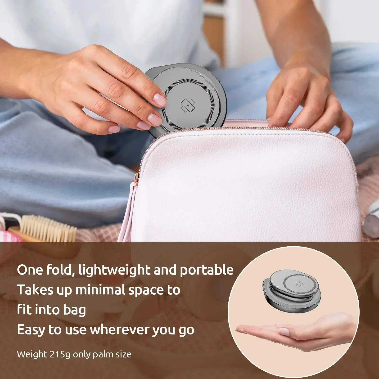 Soporte de cargador inalámbrico rápido portátil de viaje de aleación de Zinc magnético para Magsafe iPhone 16 15 14 13 12 Apple Watch 9 8 Airpods Pro