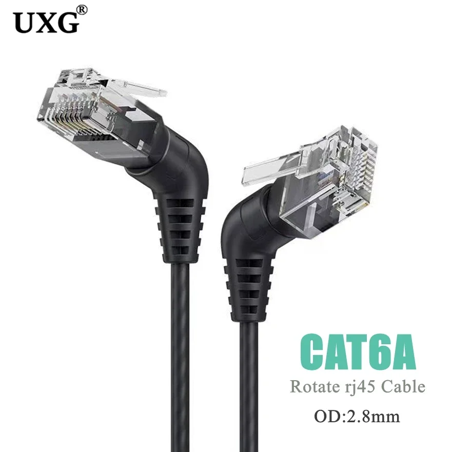 CAT6A Ethernet Cable 10Gbps 90/360 Degree Rotation Patch Cord Rj45 Connector 10G For Laptop Router Pc Network Lan Cable 1M 2M 3M