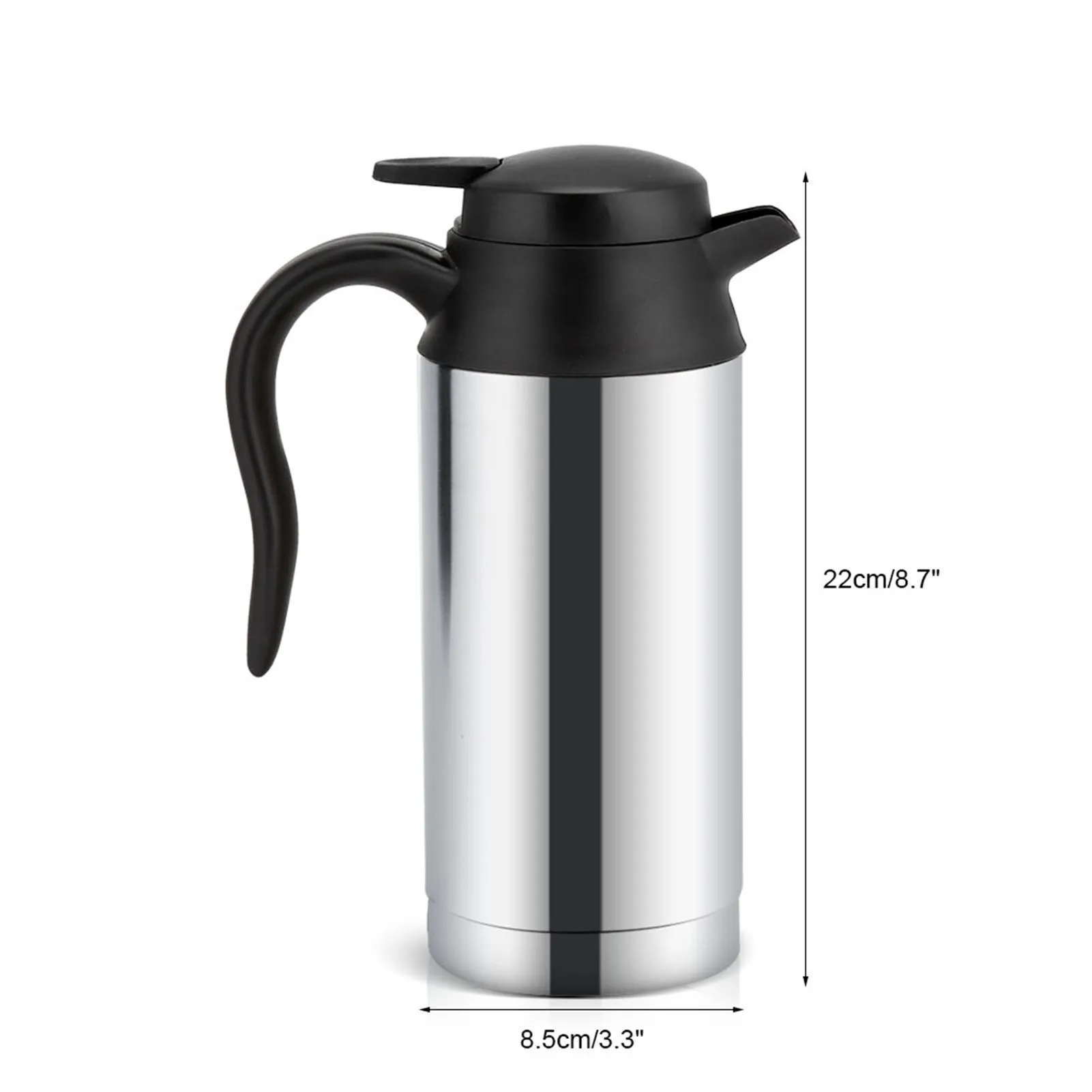 Chaleira do carro elétrico do aço inoxidável, Aquecedor de café com desligamento automático para bebidas quentes, Copo de aquecimento, 12V, 750ml