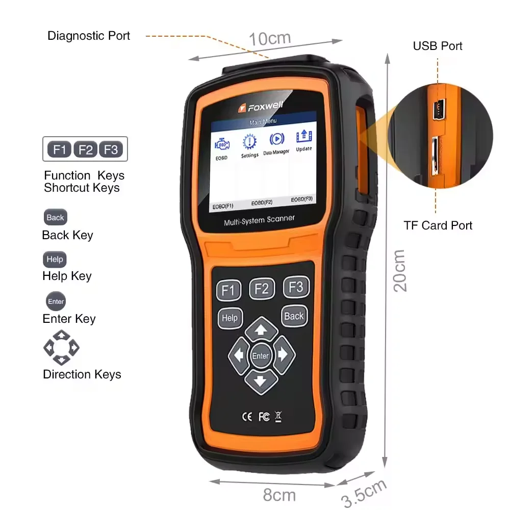 Foxwell NT530 Obd2 Scanner Multi-System Scanner Support for Chrysler Porsche BMW Benz Nissan Suzuki GM Chassis Update of NT520