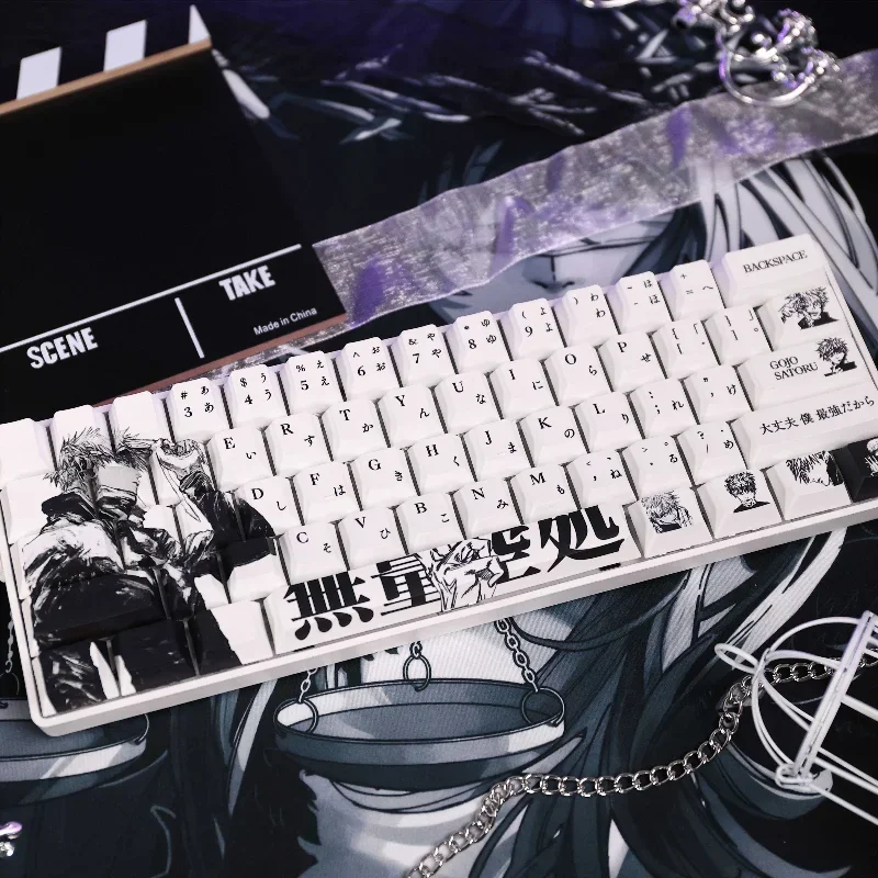 Imagem -02 - Gojo Satoru Anime Keycaps Grupo Sublimação Perfil Cereja Acessórios Teclado Mecânico Custom Handsome Keycaps