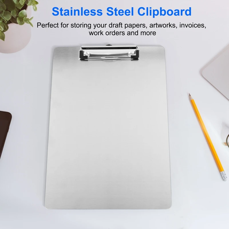 Metal Clipboard Folder A4 Stainless Steel Clip Board Bill Storage Folder Writing File Board Menu Splint For Business