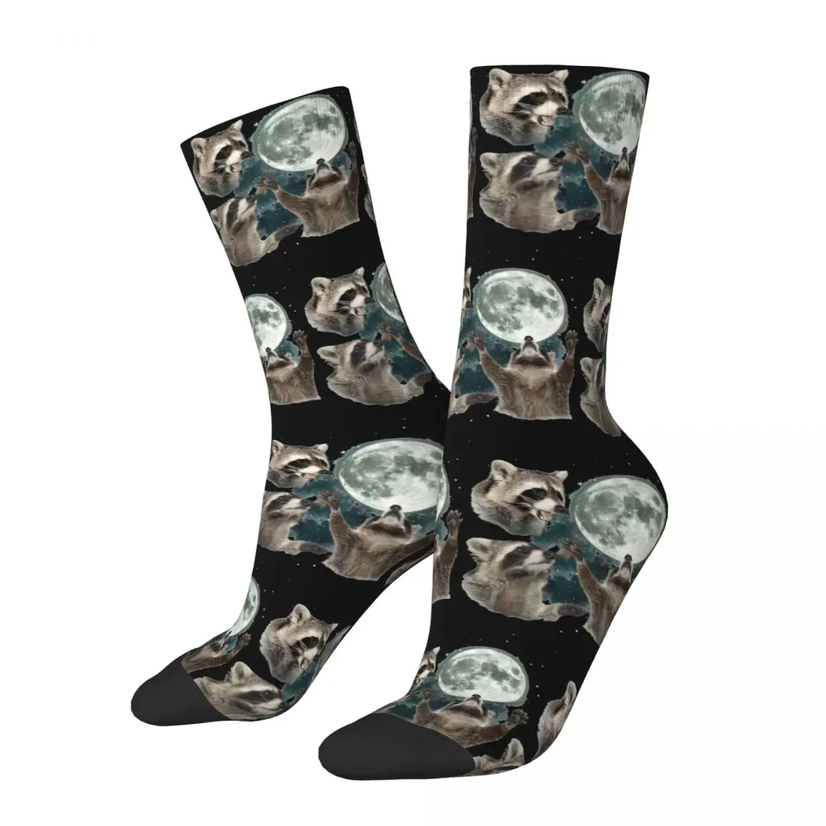 Autumn Winter Fashion Unisex Three Raccoons Vintage Raccoon Moon Socks Sweat Absorbing Crew Socks