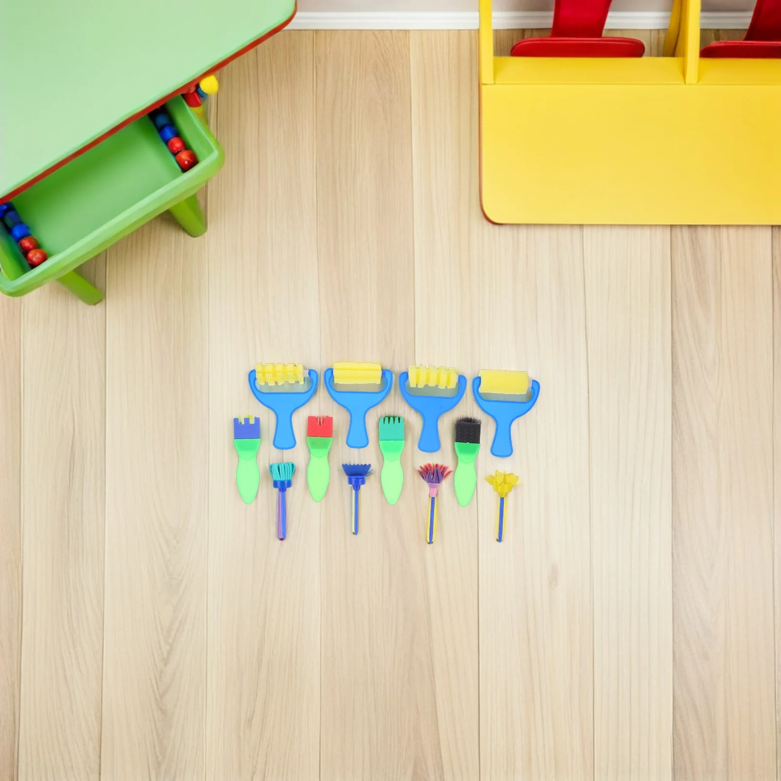 

12Pcs Sponge Paint Roller Kids Soft Brushes Early Educational Drawing Set Washable for Toddlers Art Craft Supplies Home School