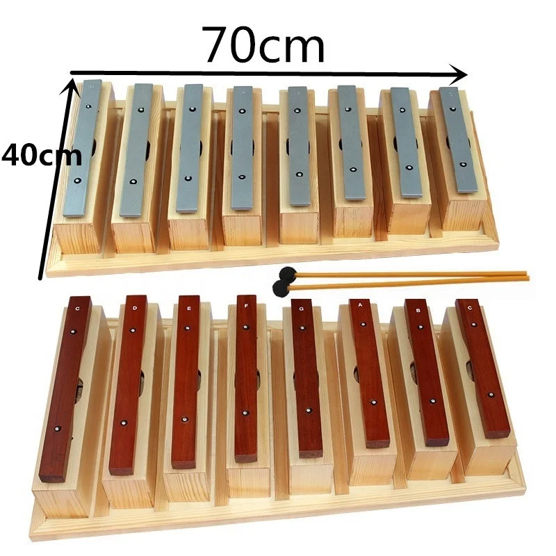 Hooqu Hot Sale 8-tonige xylofoon geluid baksteen metalen percussie-instrumenten muzikaal speelgoed