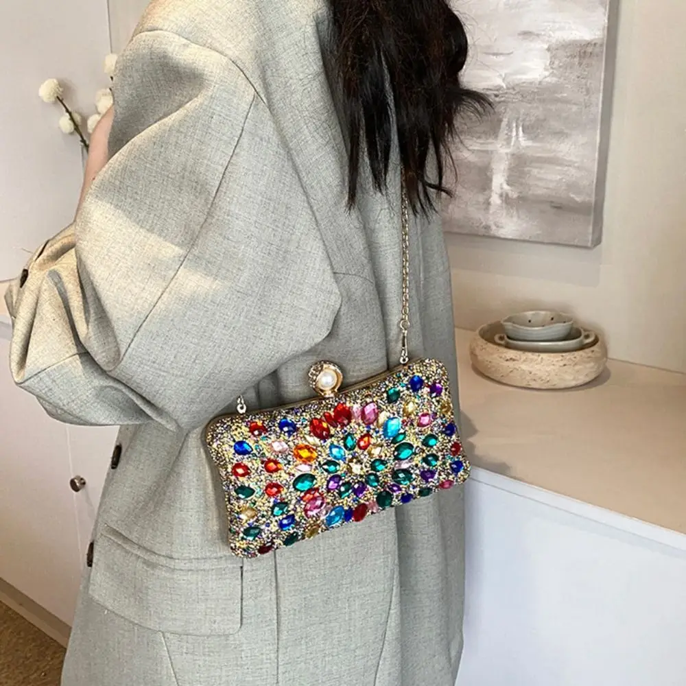 

Shiny Evening Banquet Bag Crystal Sequin Bling Colorful Rhinestone Shoulder Bag Purse Clutch Bag Chain Crossbody Bag Women