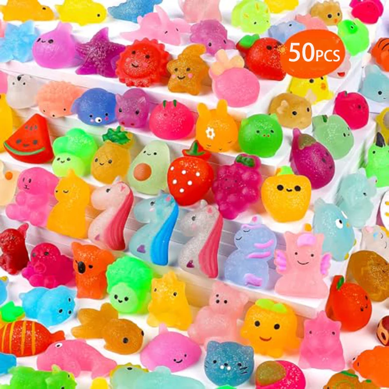 10/30/50 Uds. Mochi con purpurina juguetes blandos Kawaii moda juguetes para apretar favores de fiesta para niños adultos juguete para aliviar el estrés premios de clase
