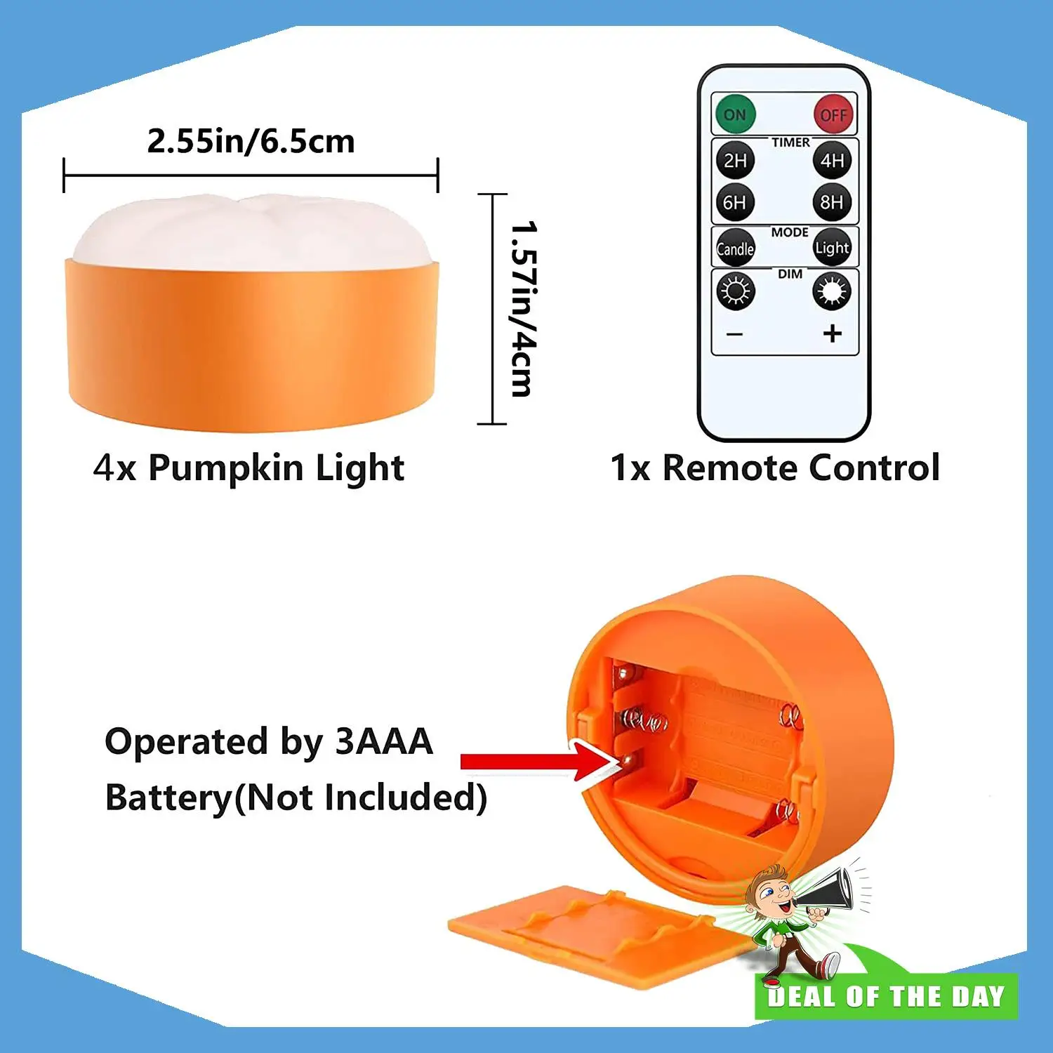24-Hour Delivery Halloween LED Pumpkin Lights With Remote Timer With Flickering Bright Light 4 Pack - Image 2