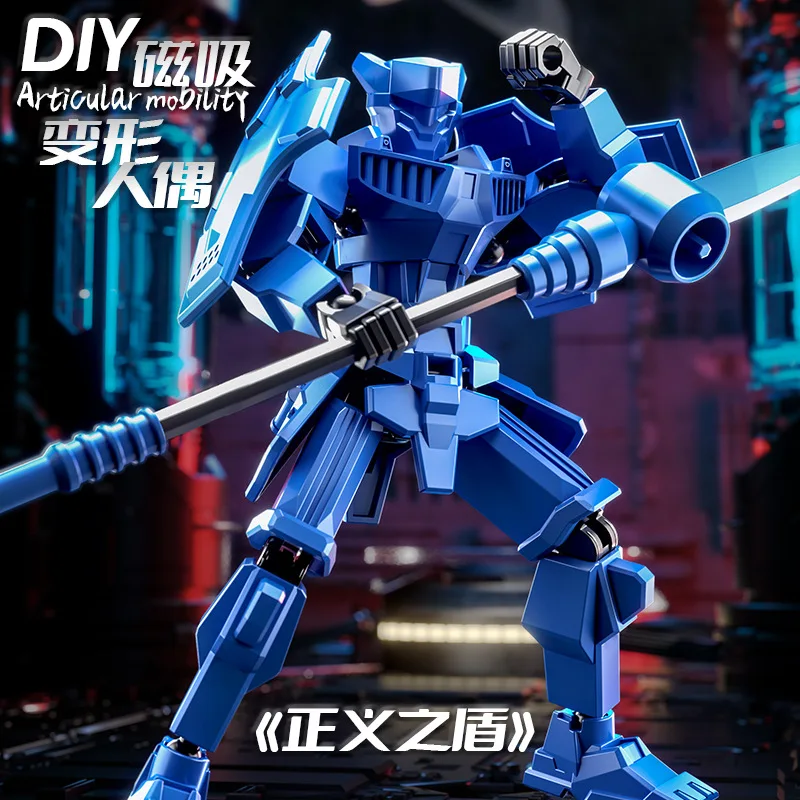 

Cross-border explosion Magnetic lucky doll Warrior multi-joint movable toy assembly deformation mecha model