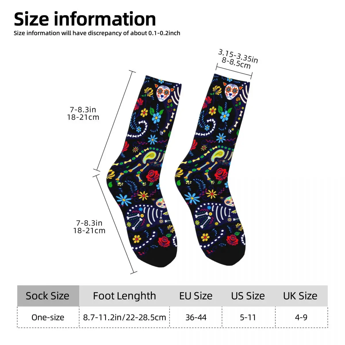 Funny Men's Socks Calavera Cats Retro Harajuku Mexico Sugar Skull Hip Hop Novelty Pattern Crew Crazy Sock Gift Printed