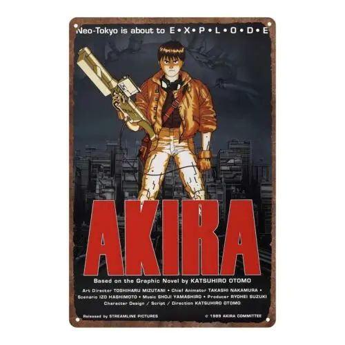 1e,Vintage Akira Metal Sign - Neo-Tokyo is About to EXPLODE Poster, 80s Anime Decor