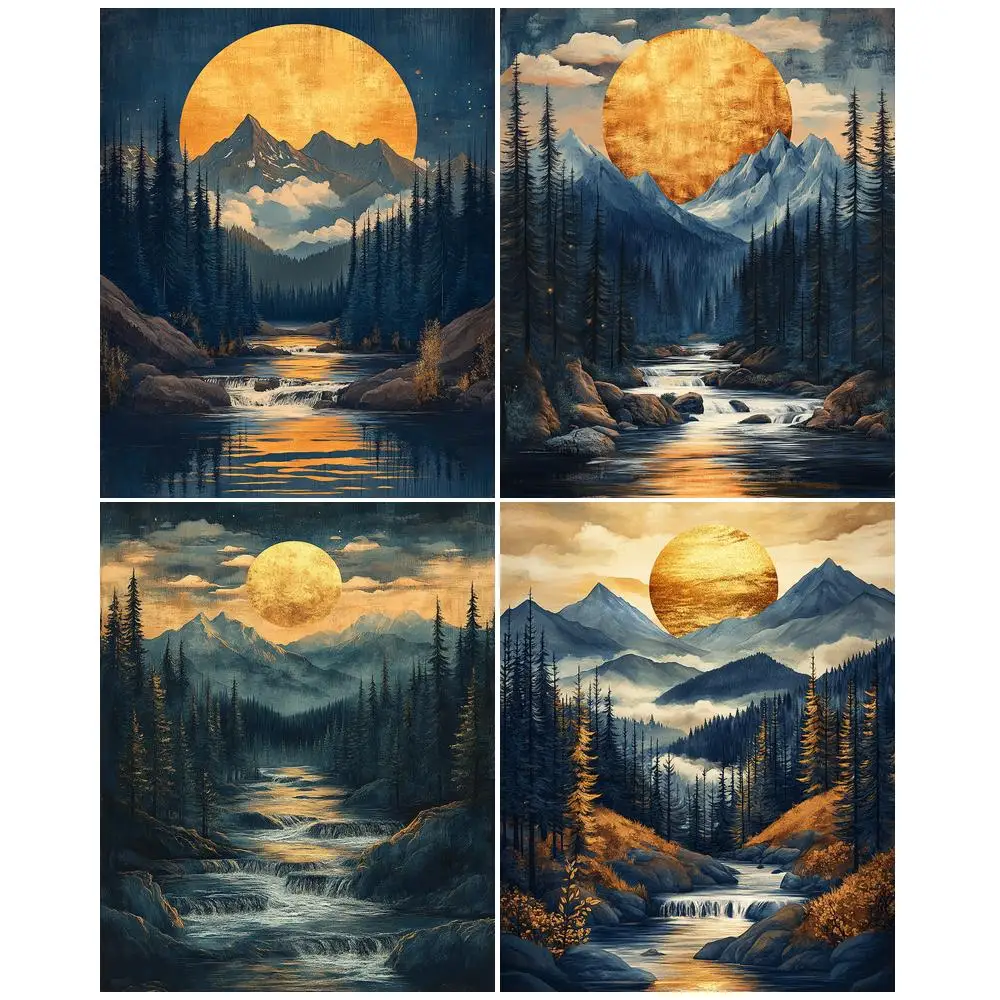 GATYZTORY Painting By Numbers Home Wall Art Decor Canvas Painting Moonlight Scenery Paint for Painting Home Wall Decor