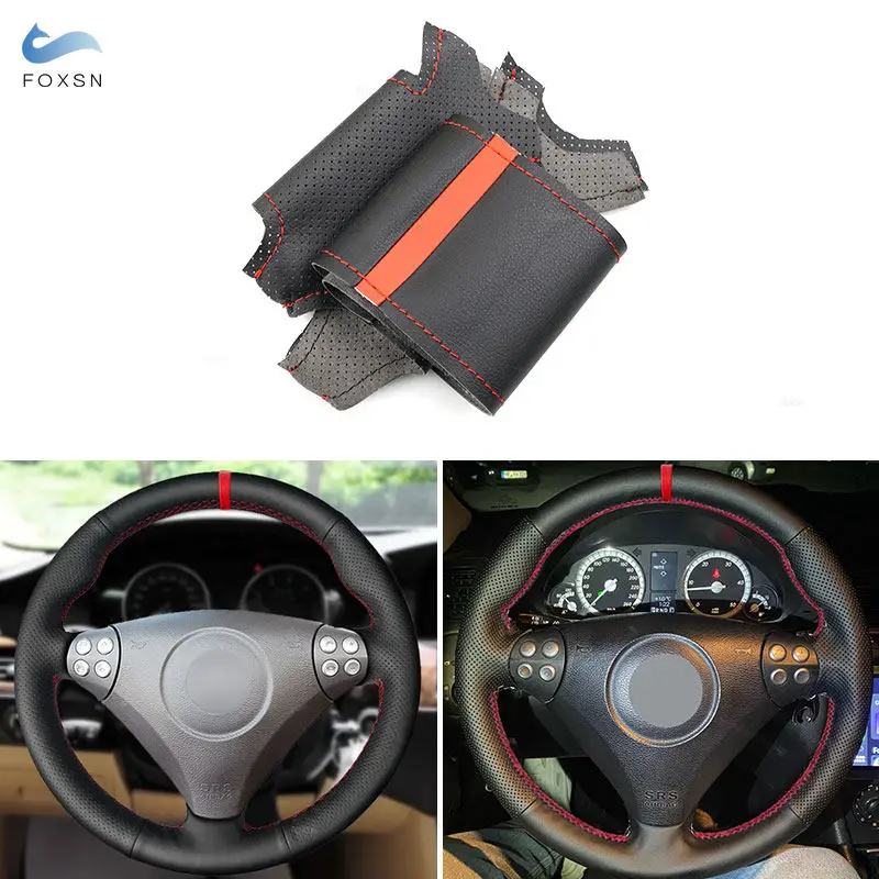 Zöpfe auf dem Auto-Lenkrad für Mercedes Benz C SLK-Klasse W203 R171 2004 2005 2006 2007 2008. Mikrofaser-Lederbezug