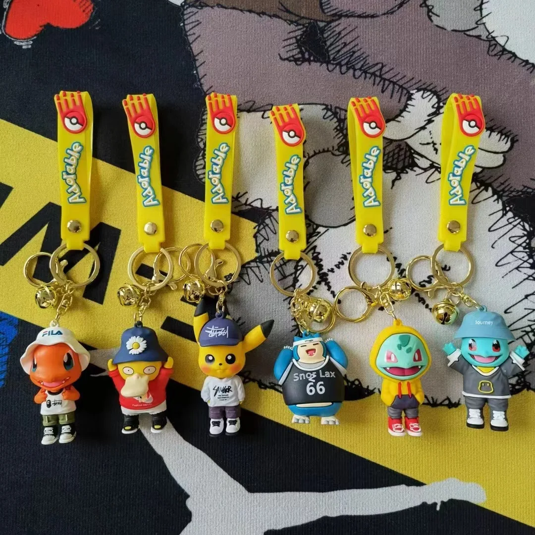 LLavero de con figuras de Pokémon Pikachu, llavero de dibujos animados de Charmander, Psyduck, bolso de moda, accesorios colgantes, juguete, regalo