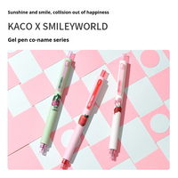 KACO 3pcs/Set Press Gel Ink Pen SMILEYWORLD Kawaii Fruit Sweetheart Student Writing Stationery Pen 0.5mm Black Cute Writing Tool