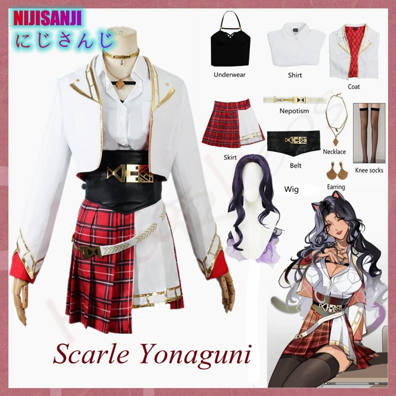 VTuber YouTuber Nijisanji Scarle Yonaguni Cosplay Costume Adult Woman Accessories Wig Performance Costume Halloween Party Dress