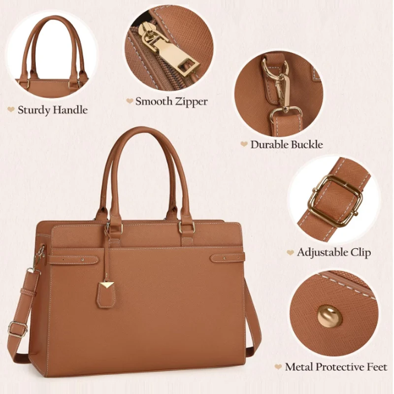 Laptop Large Capacity Bag for Women Laptop Tote Bag Leather Work Bag Waterproof Briefcase Business Office Computer Bag