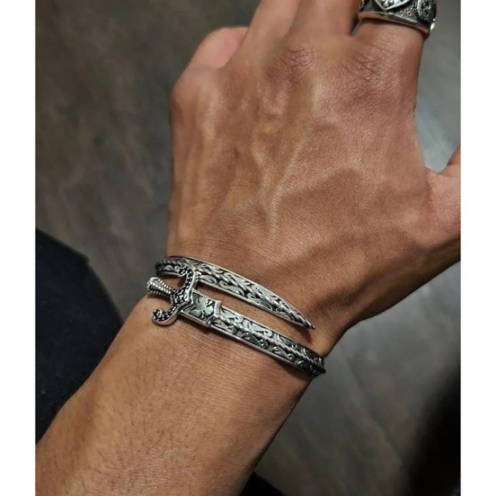Retro Classic Creative Sword Shaped Bracelets for Men and Women Fashion Personality Exquisite Open Bracelets Party Jewelry Gifts image 5
