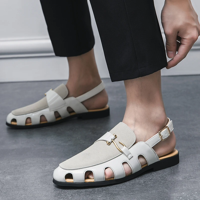 

Summer Brand Designer Sandals Soft Soles Comfortable Man Casual Leather Shoes Versatile Commuting Men's Work Sandals Size：38-46