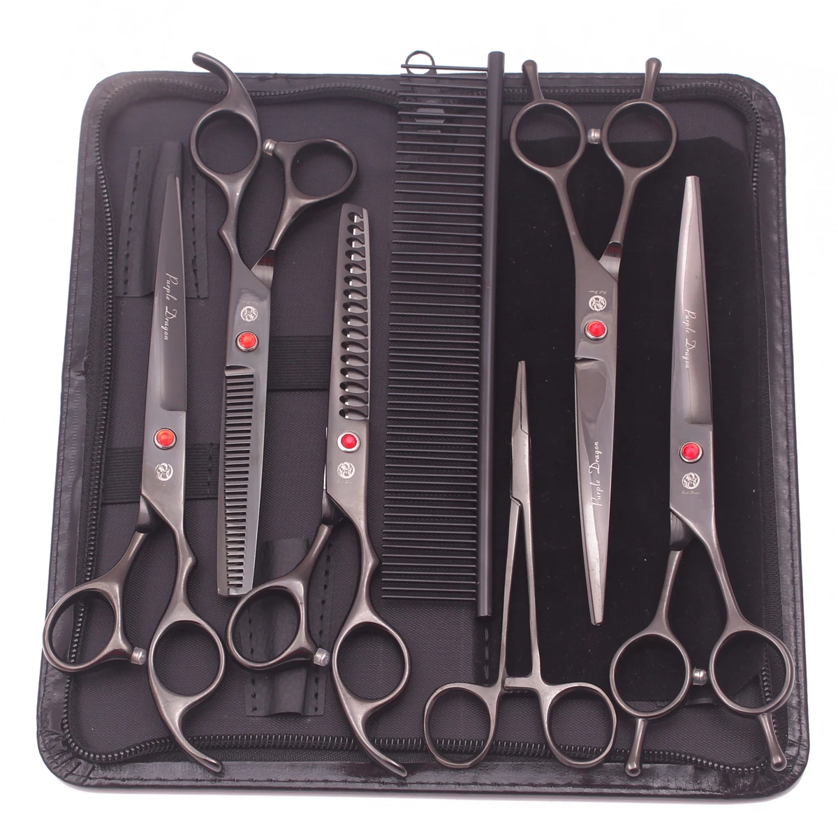 7'' Professional Dog Grooming Scissors Hair Cutting Shears Fishbone Thinning Comb Hemostatic Forceps Cat Pet Hairdressing Z3002