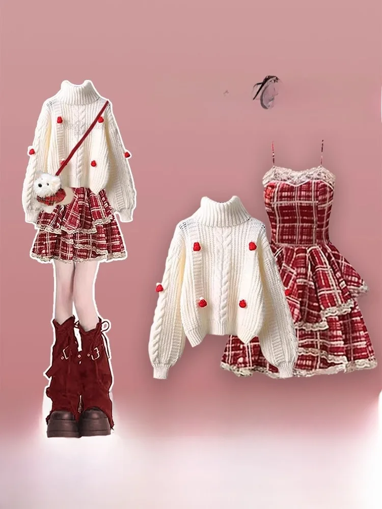 

Новинка! Вязаный комплект Cisas: модная женская юбка и платье с длинным рукавом и круглым вырезом, осенне-зимний, цвета чайной розы.