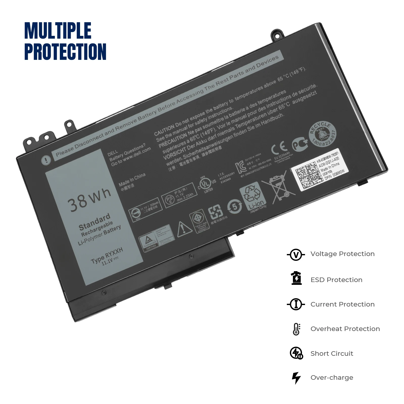 YOOFAN RYXXH Laptop Battery For Dell Latitude 12 5000 11 3150 3160 3550 E5250 E5450 E5550 Series notebook 3Cell Li-Polymer Batte