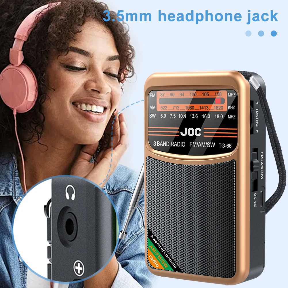 Portable Pocket Radio Full Band FM AM SW Radio Portable Best Reception Radios Built-in Speaker Emergency Pocket Radio for Elder