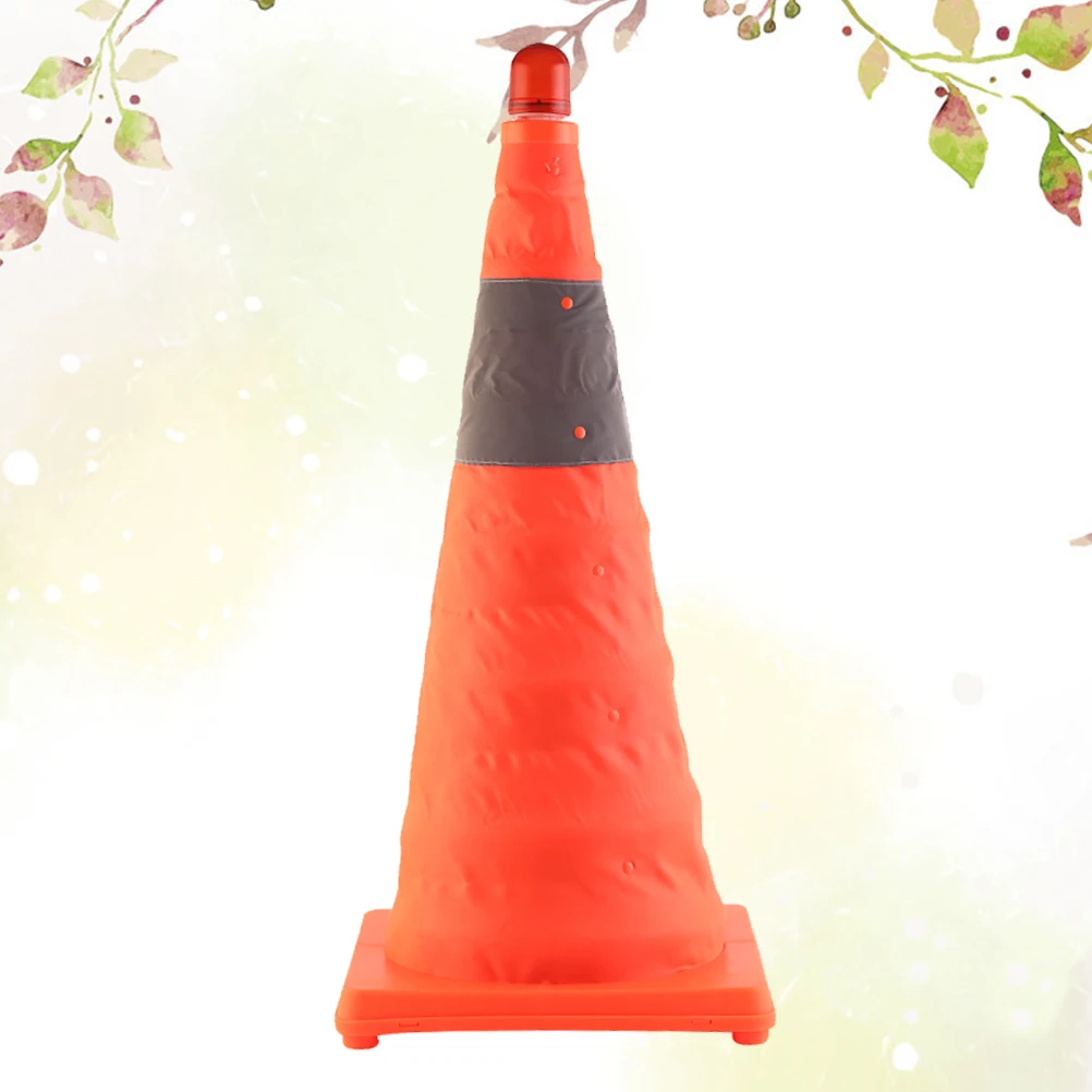 

1pc Foldable Reflective Road Cone LED Light Traffic Safety Highlight Roadblock for Sports Events Rubber Base Easy Carry