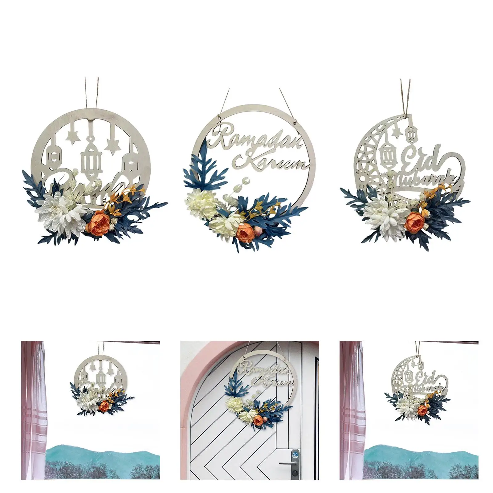 Grinalda artificial do Eid Mubarak, Festival do Ramadã, interior e exterior
