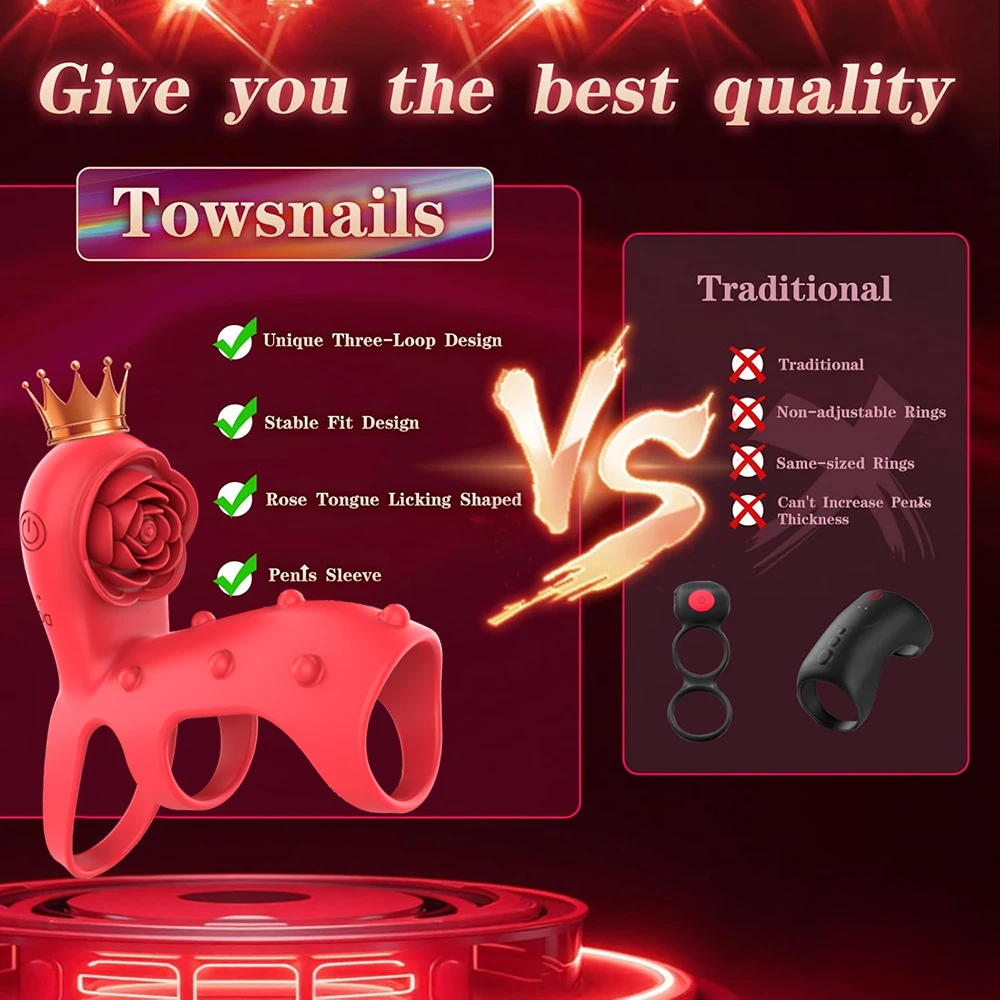 Rose Penis Ring Cock Ring Vibration Toy Female G-spot Clitoral Stimulation Male Penis Ring Cock Ring for Adult Sex Toy Couple view 3