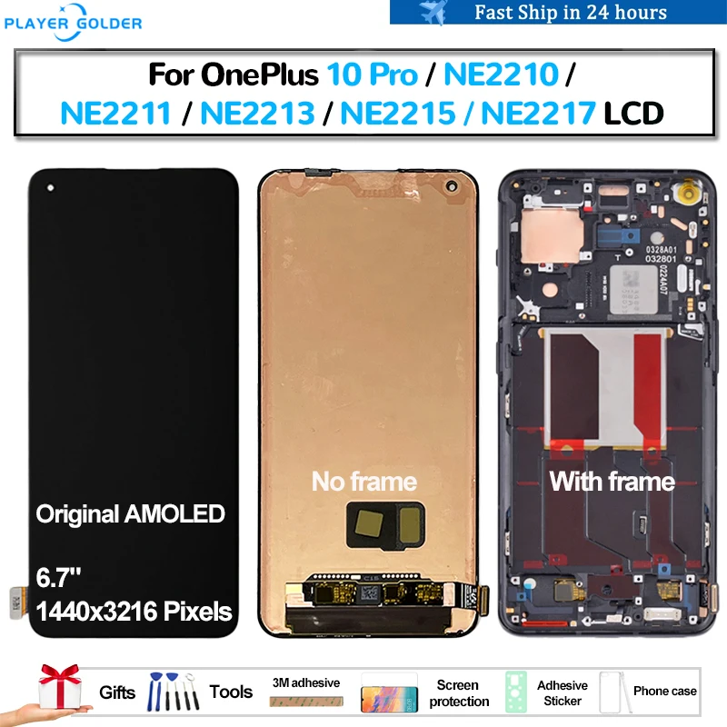 Original AMOLED For OnePlus 10 Pro NE2210 NE2211 NE2213 NE2215 NE2217 Pantalla lcd Display Touch Panel Screen Digitizer Assembly