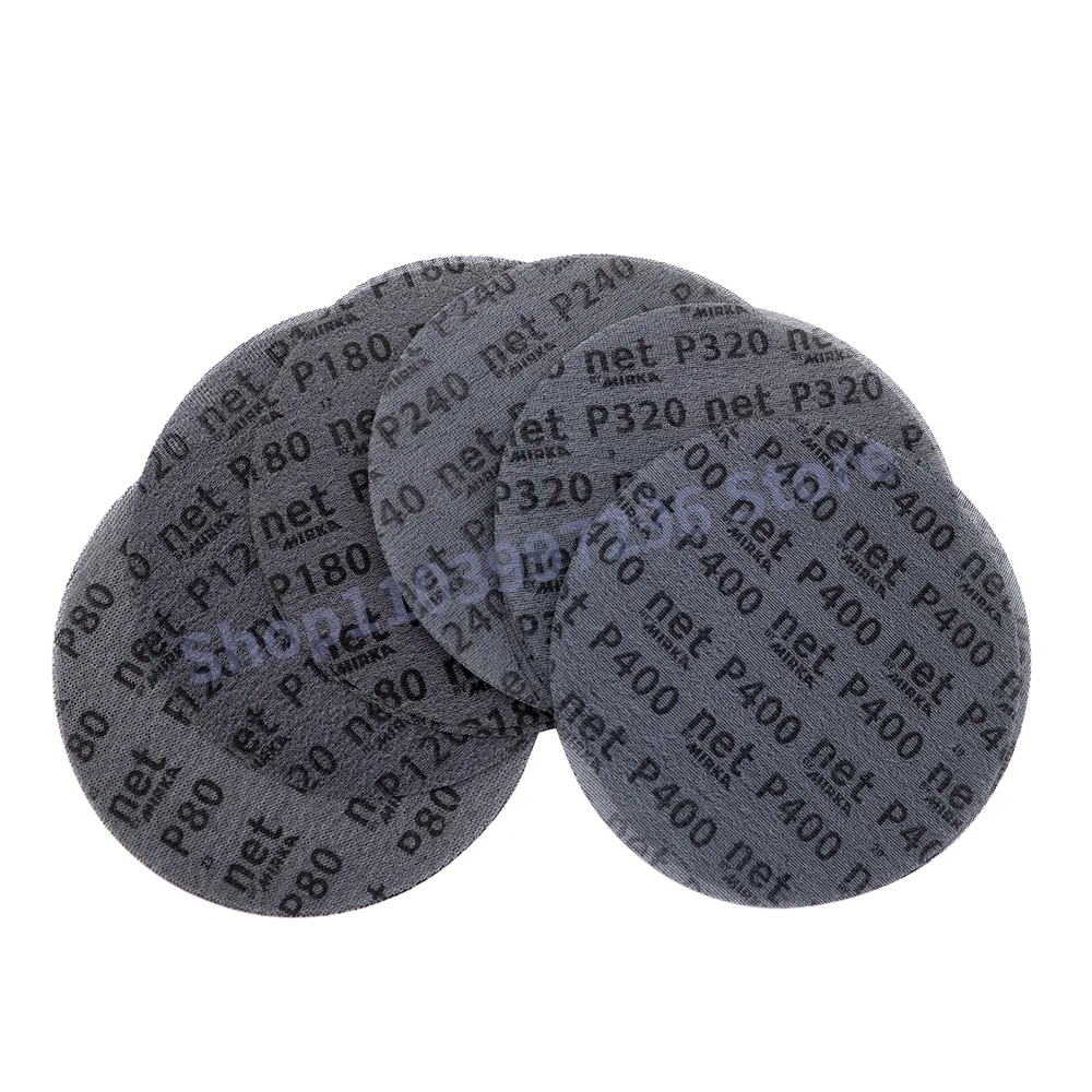 5PCS 9 Inch Abranet Mesh Sanding Discs Hook & Loop 225mm Mesh Grip Discs P80-P400 Grits for Polishing Car Putty Finishing