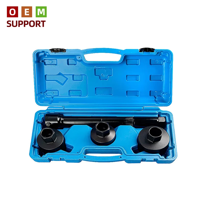 

Набор из 4 инструментов для демонтажа внутренних шаровых опор рулевого механизма и рулевых тяг автомобиля с ключом-съемником для рулевых тяг