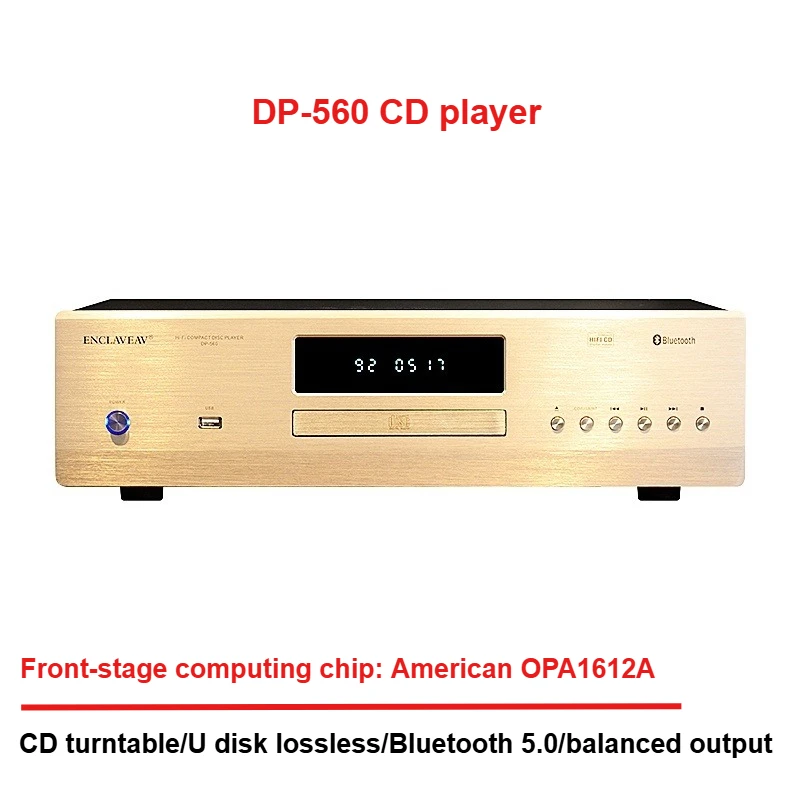 

CHUBAN DP-560 Профессиональный проигрыватель компакт-дисков, высококачественный проигрыватель дисков, музыкальный проигрыватель Bluetooth Hi-Fi, сбалансированный выход OPA1612A