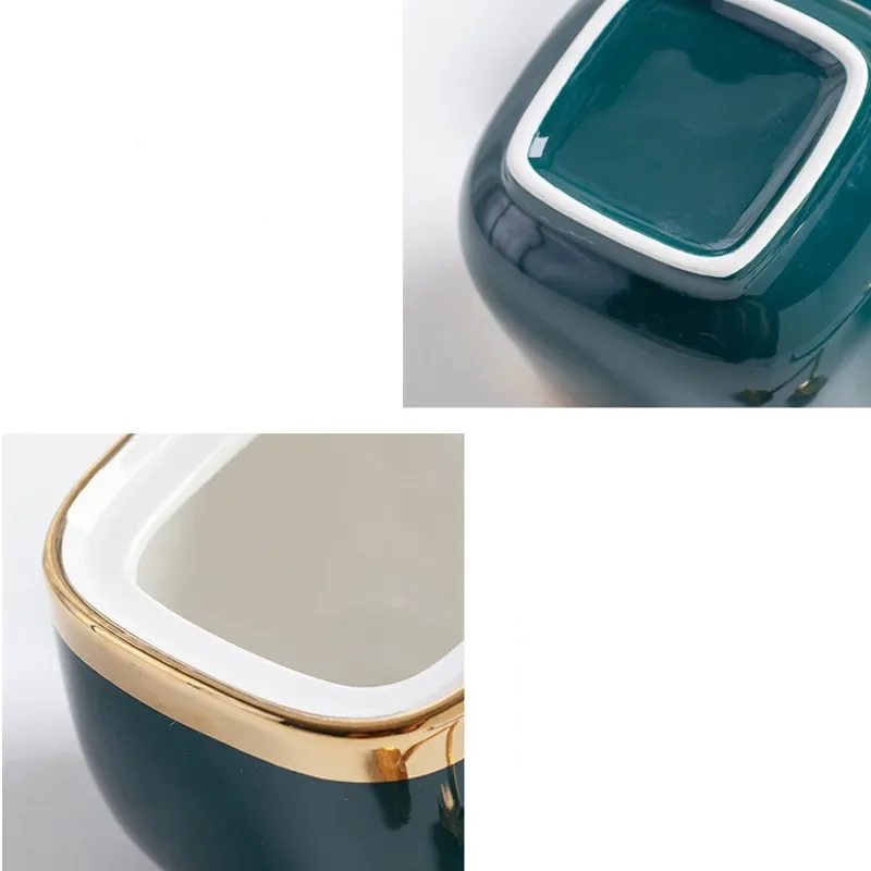 European Style Ceramic Combination Seasoning Tank Salt Shaker Salt Storage Box Set Pot Household Kitchen Accessories Bring Spoon