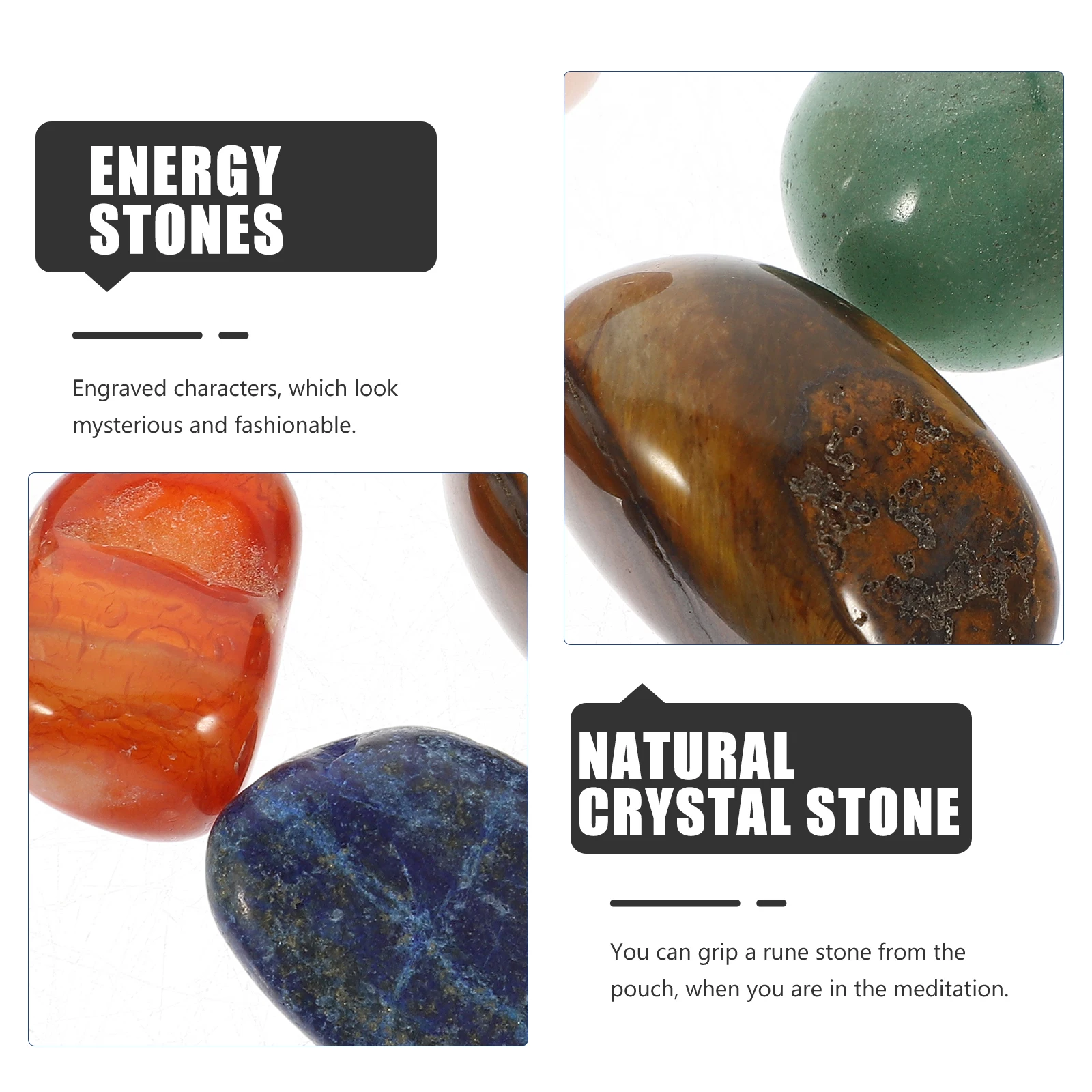 

1Set Natural Crystal Stones Small Lightweight Meditation Stones Stress Relief Massage Chakra Healing Yoga Supplies