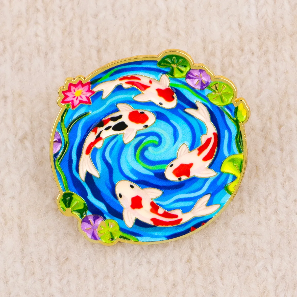 Koi Fish Enamel Pin Lucky Koi Pond Brooch Lapel Badge for Backpacks Hats Jackets Japanese Style Jewelry Gift for Collectors - view 5