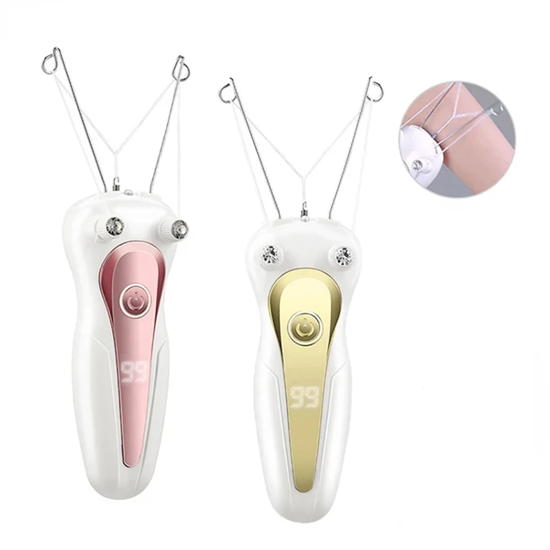 Mini Electric Cotton Thread Epilator For Women USB Rechargeable Female Facial Body Leg Mini Hair Remover Depilation LCD Display