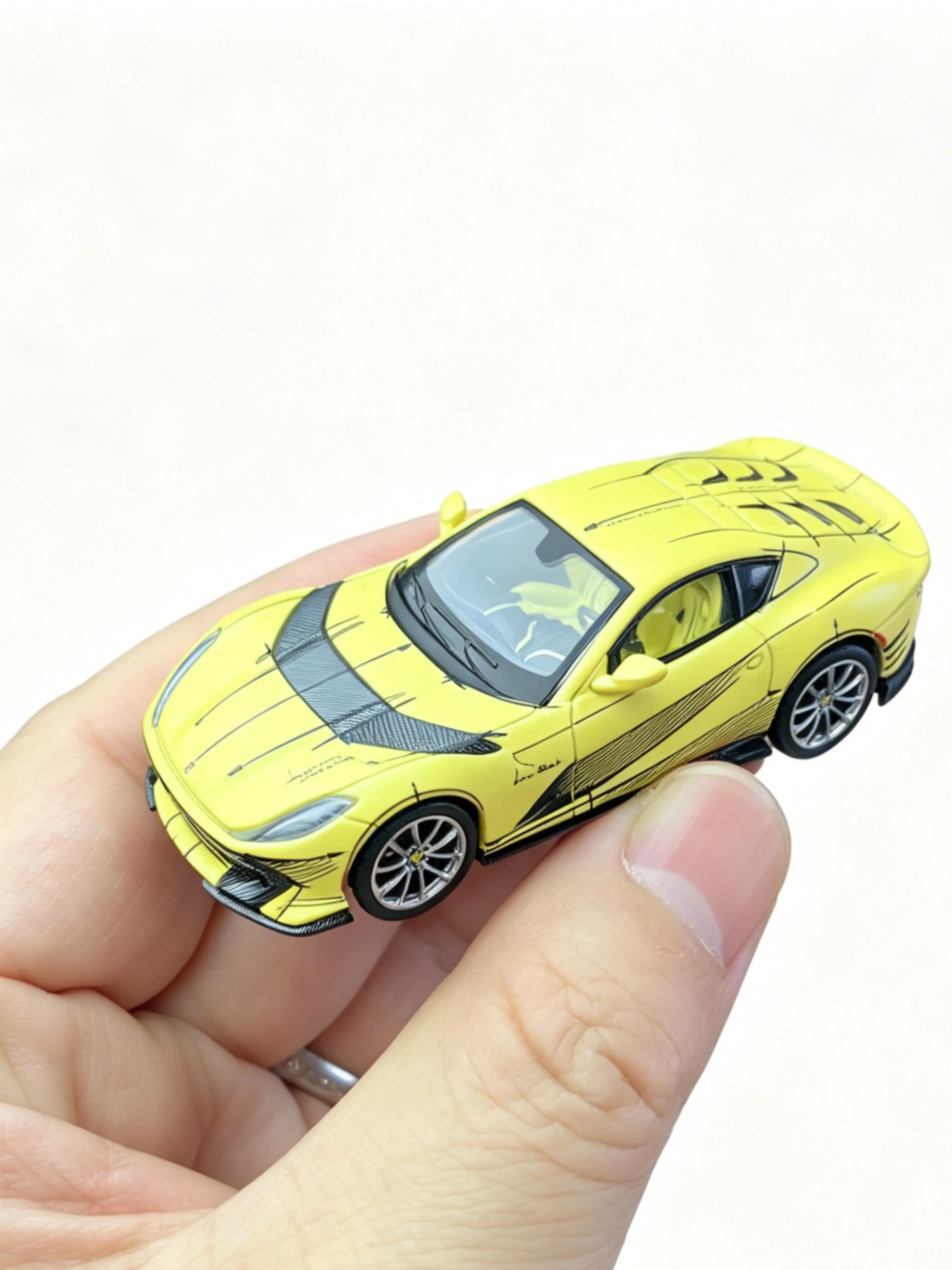 812 COMPETIZIONE MATT YELLOW 1/64 DIECAST BY BBR MODELS BBRFER64032 Diecast Model Car Limited Edition Alloy