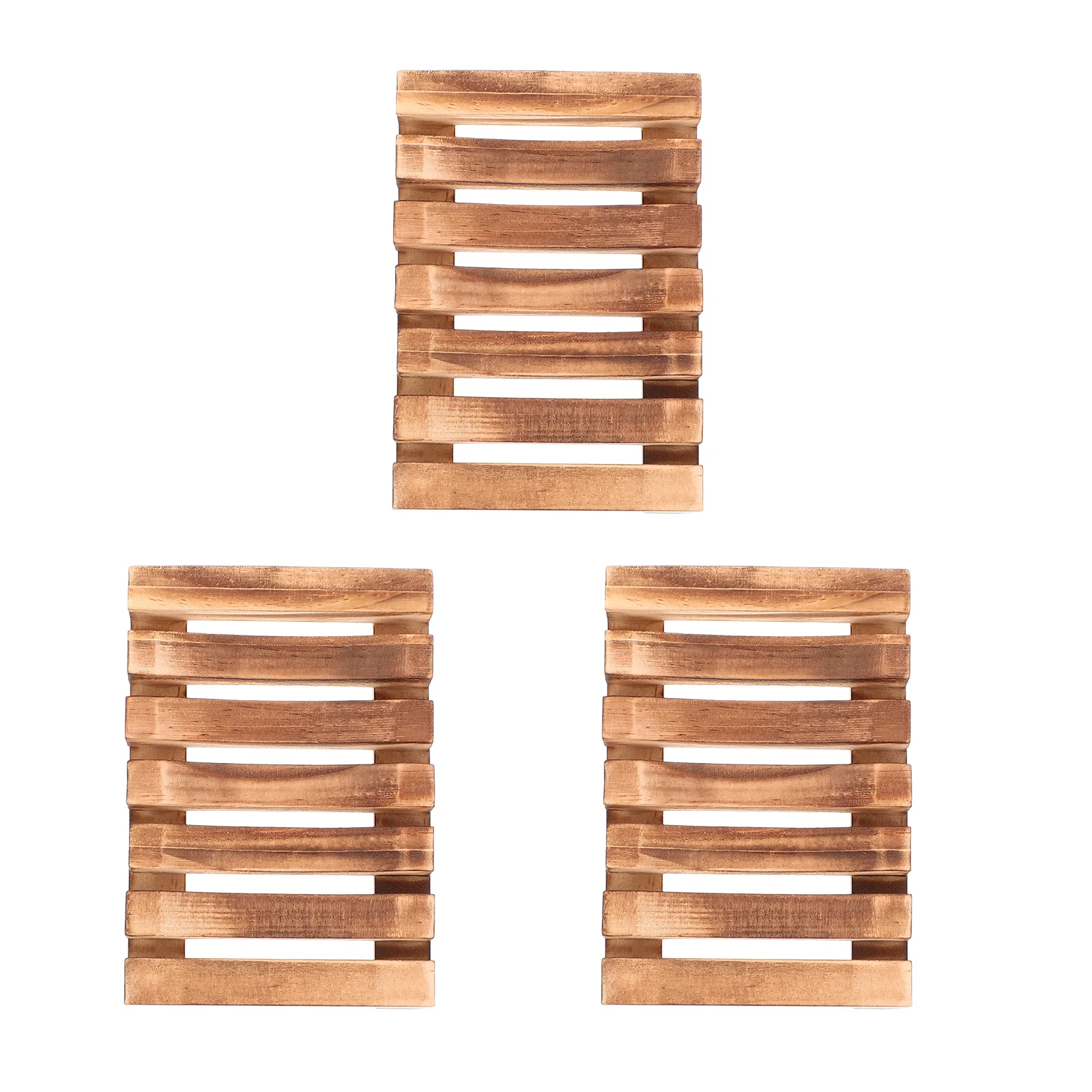 

3pcs Wooden Holder Hollow Design Drainage Holes Smooth Corners Soap Tray For Bathroom Kitchen Bathtub Wood Soap