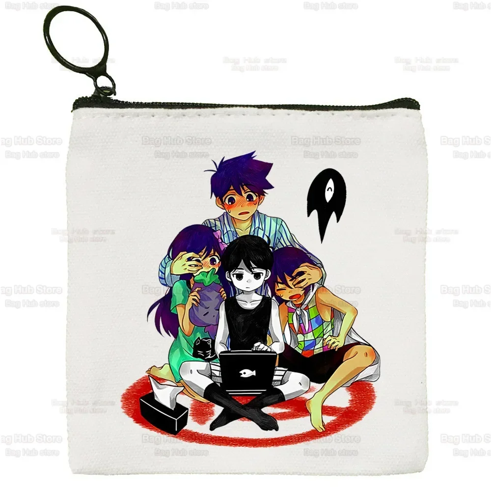 Omori Game Anime Neutral Cat Cartoon Coin Purse Female Mini Canvas Art Cute Key Case Coin Purse Student Wallet