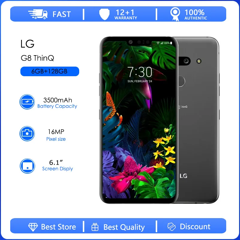 Teléfono Inteligente LG G8 ThinQ G820UM/G820N Original Desbloqueado, 6GB RAM, 128GB ROM, 16MP, 6.1'', 3500mAh, Android 9