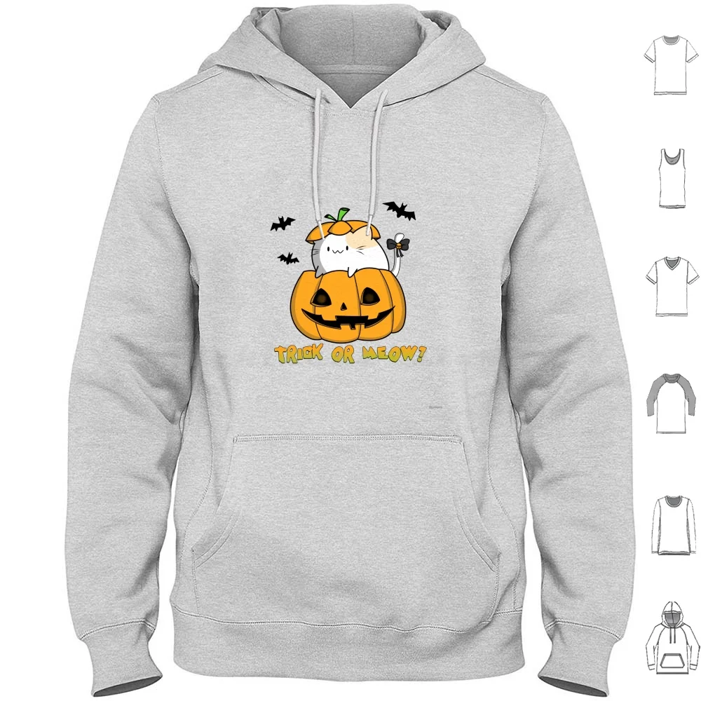 Trick Or Meow ? Hoodies Long Sleeve Halloween Scary Pumpkin Bat Kitty Cat Pussycat Pussy Neko Cute Kawaii Sugoi