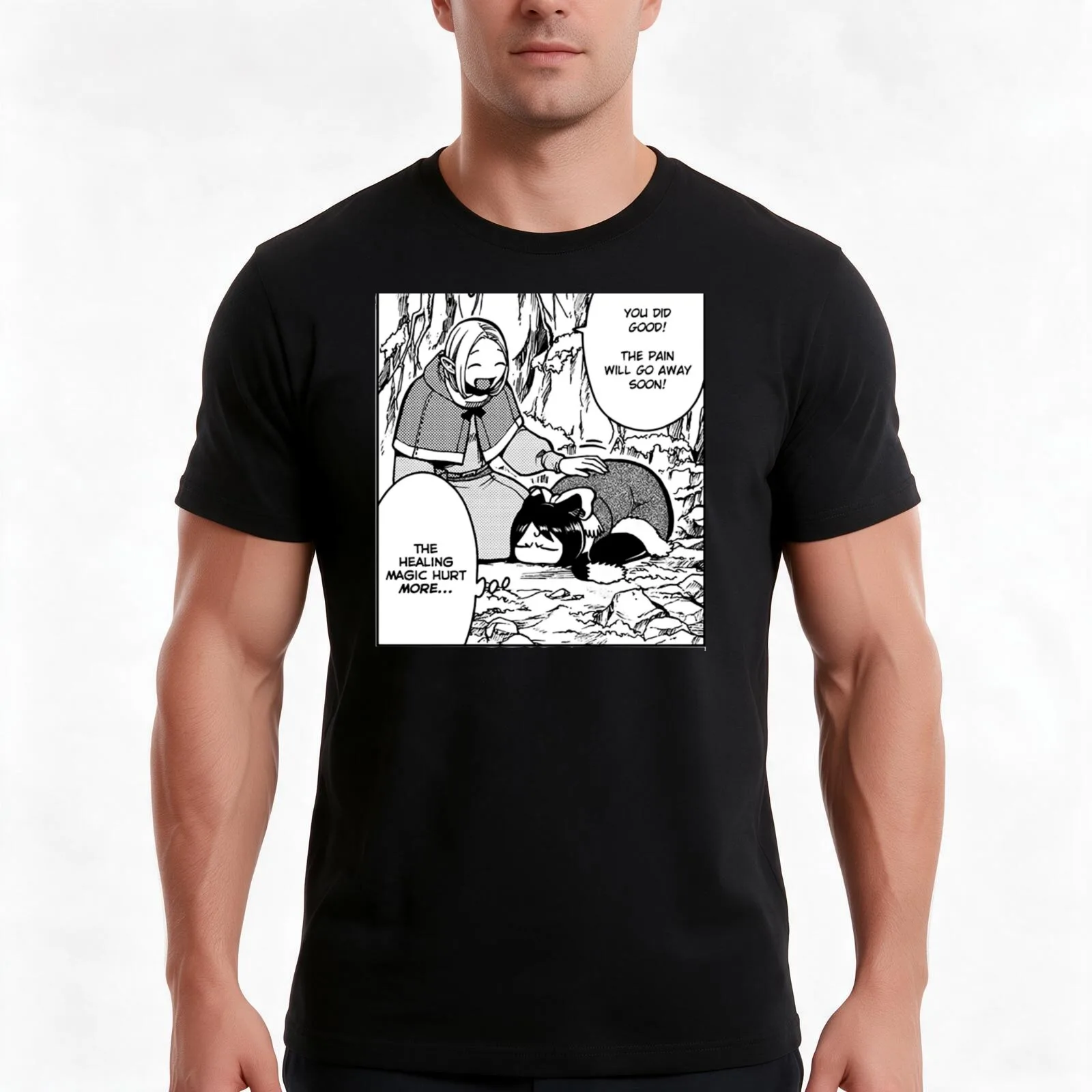 dungeon meshi T-Shirt, Summer Casual Cotton Tee, Oversized Streetwear Tops, Vintage Graphic Print, Loose Fit Short Sleeve