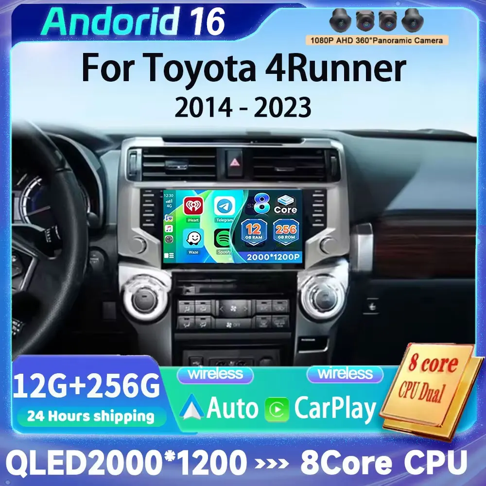 2 Din Android 16 Auto Radio Per Toyota 4Runner 2014 - 2023 Lettore Multimedia Player WiFi BT Carplay 4G GPS