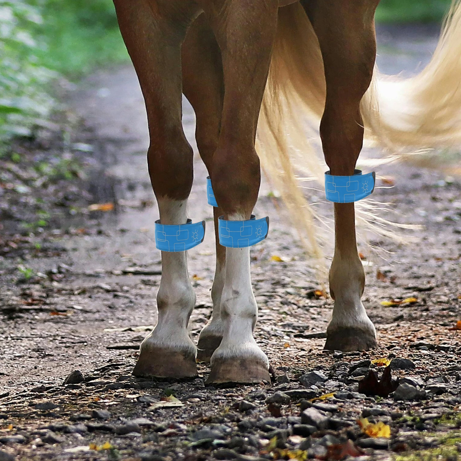 

4Pcs LED Horse Ankle Bands Adjustable Leg Wraps Bright Reflective Bands for Outdoor Night Running Cycling Safety Visibility